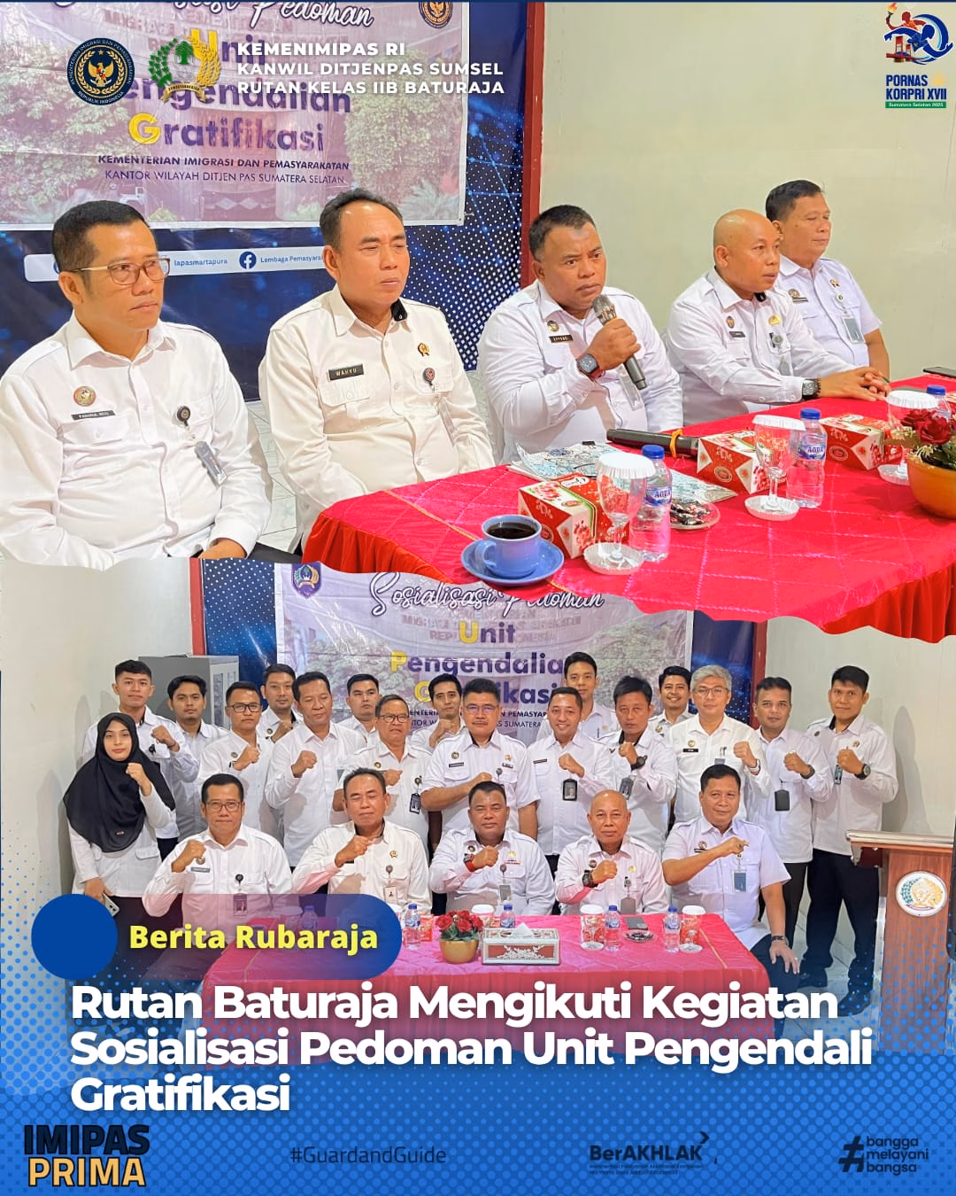 Rutan Baturaja Ikuti Sosialisasi Pedoman Unit Pengendali Gratifikasi di Lapas Martapura