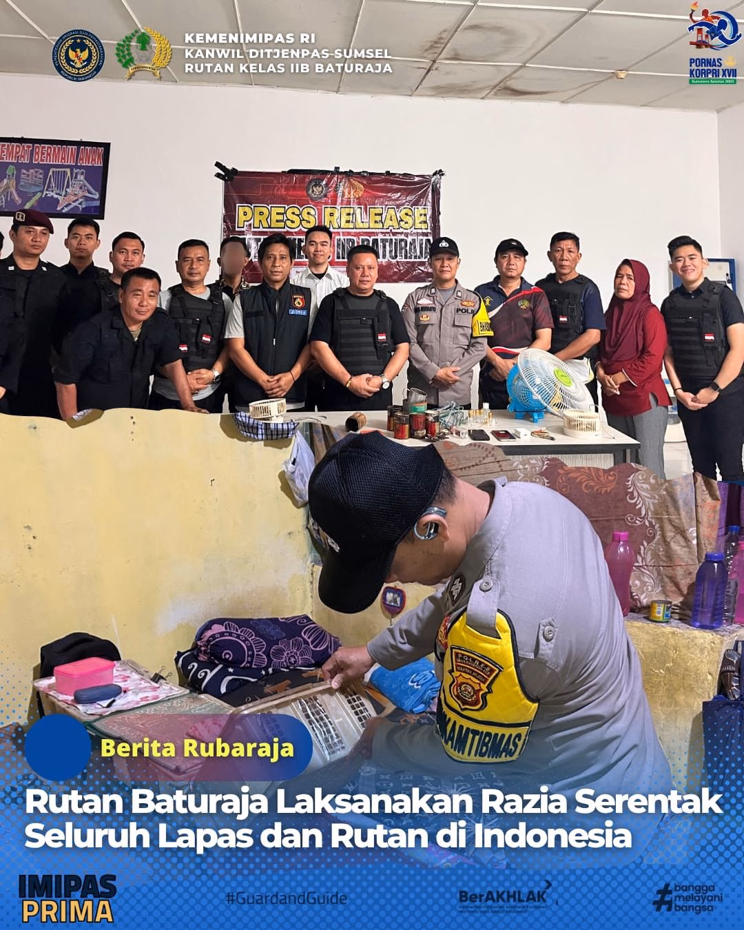 Rutan Baturaja Laksanakan Razia Serentak Seluruh Lapas dan Rutan di Indonesia