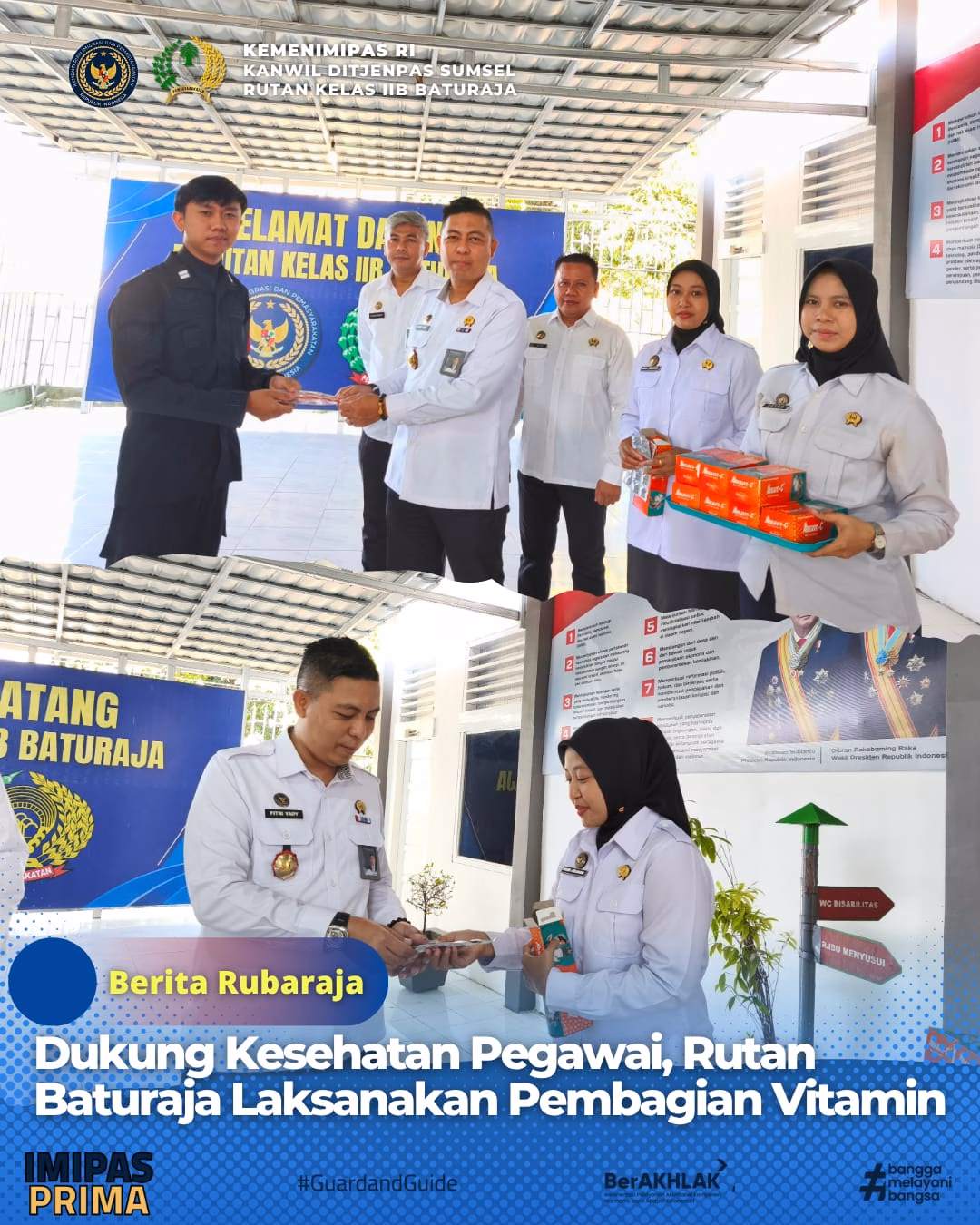 Dukung Kesehatan Pegawai, Rutan Baturaja Laksanakan Pembagian Vitamin